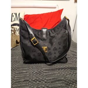 MCM Worldwide Monogram Nylon and Leather Shoulder Bag